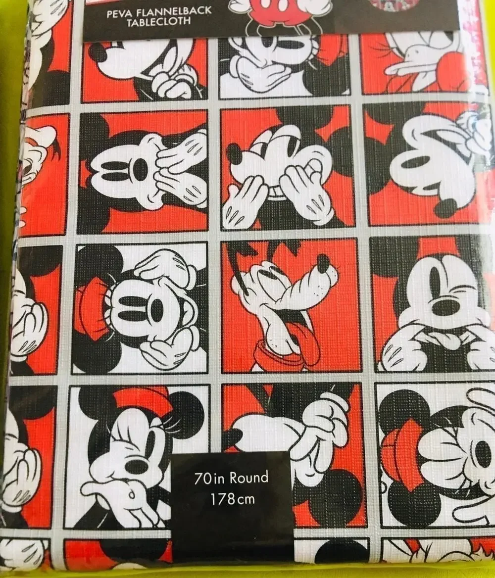 New❤️Mickey Mouse PEVA Flannelback Round Tablecloth